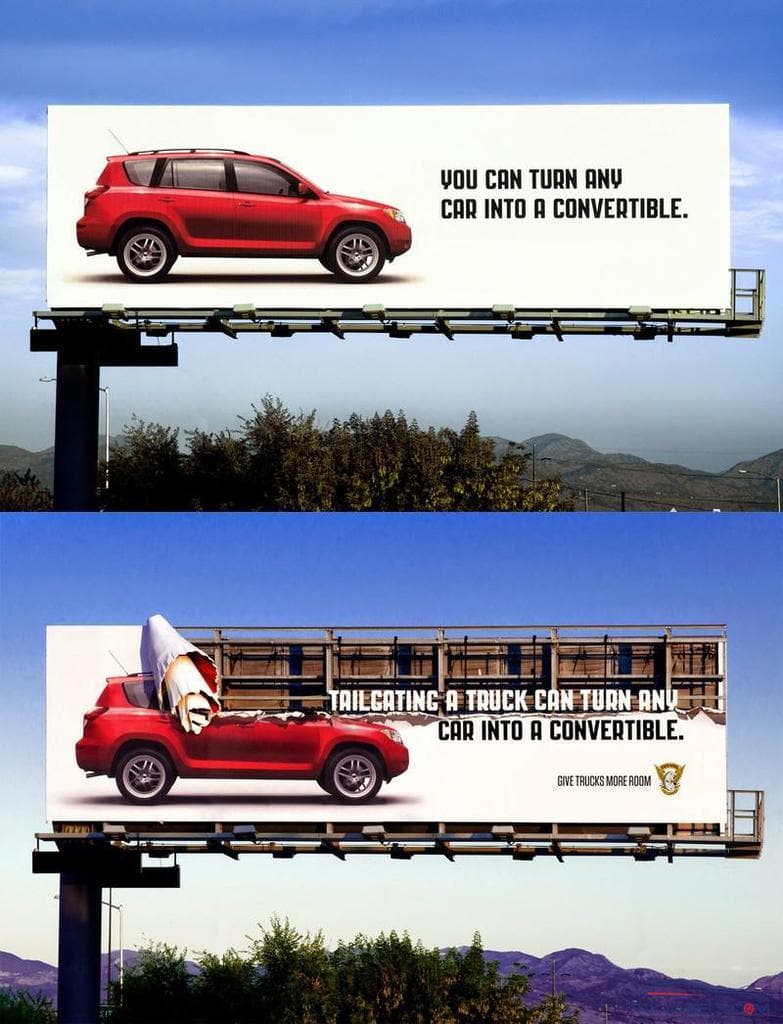 Colorado State Patrol Give Trucks More Room Billboard Ads Talk Cock Sing Song